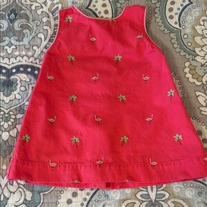 OshKosh B'gosh Pink Baby Dress with Flamingos and Palm Tree Embroidery
